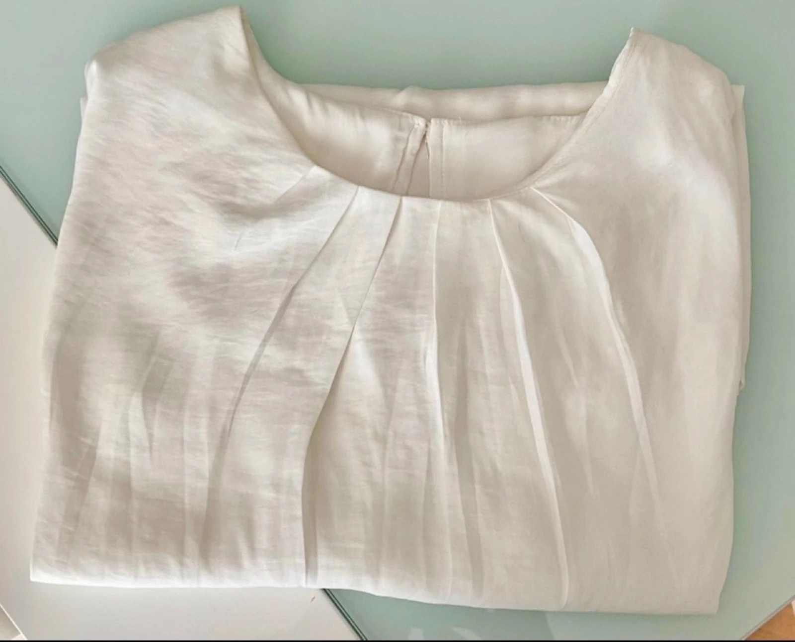 Blusa blanca fluida mujer talla 44-46 · tipo seda – photo 2